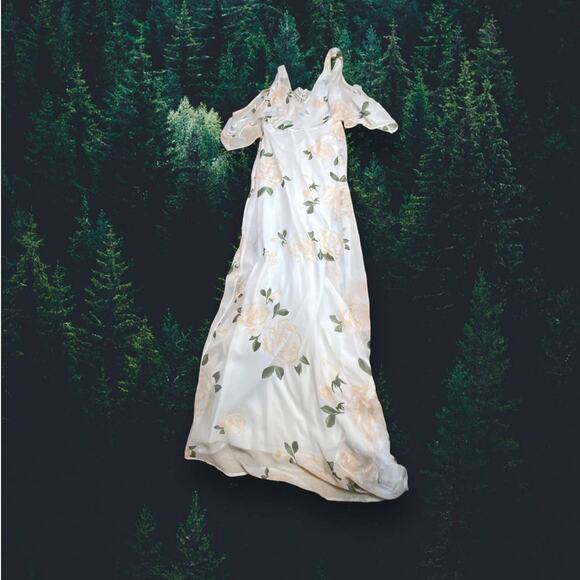Lulus White Floral Spring Easter Maxi Dress Size Small - Picture 1 of 11